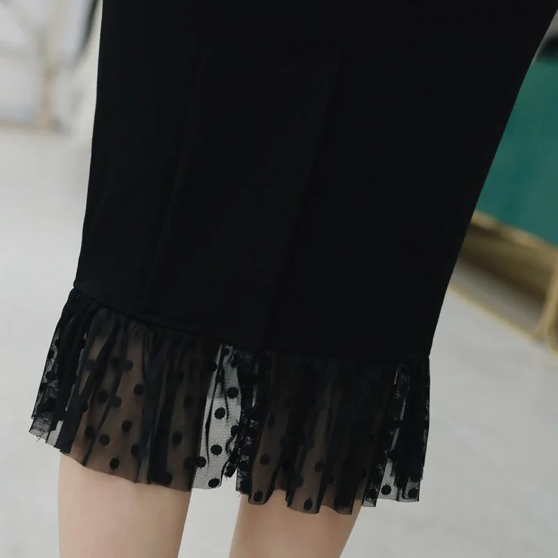

Black Spring Bodycon Mesh Patchwork Mermaid Dress Women Long Sleeve Square Collar Dress Office Lady Elegant Sexy Party Dresses
