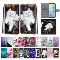 xr leather case for iphone 13 11 12 pro max 7 8 cute painted pattern phone coque stand card holder cover business shockproof