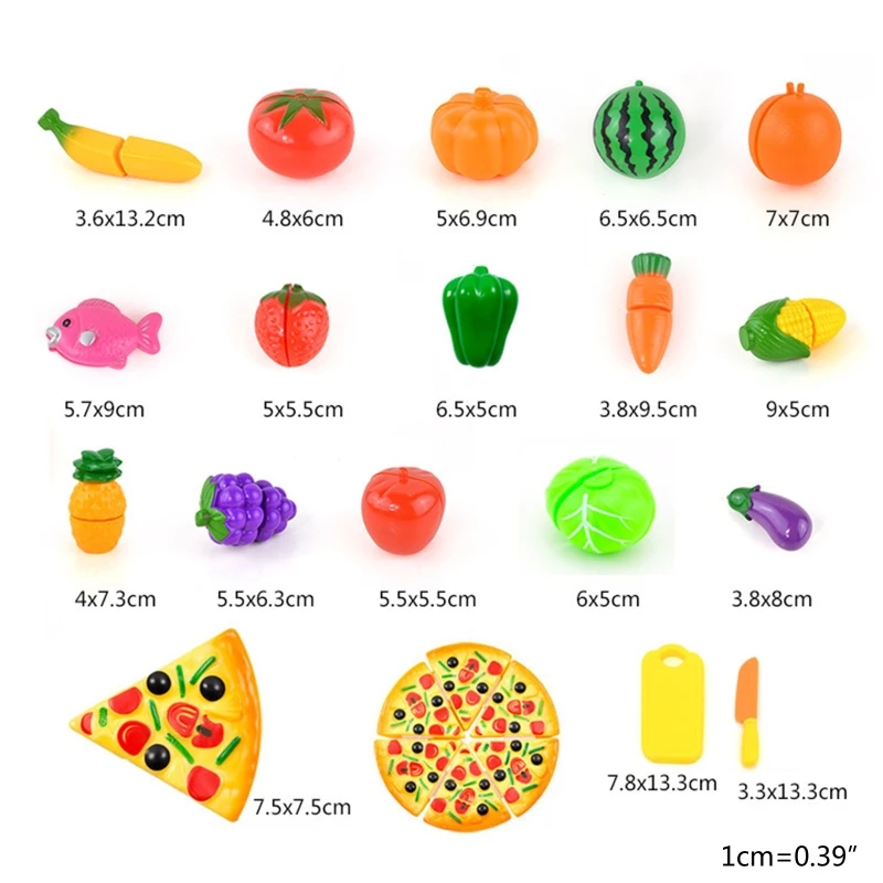 

Cutting Fruits Vegetables Set, 24 Pack Play Kitchen Plastic Cutting Food for Kids Pretend Play Kitchen Toys Educational Food Toy