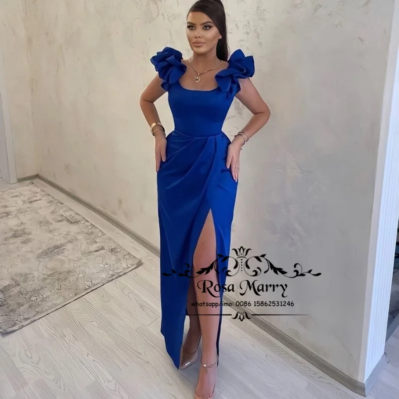 Женское атласное вечернее платье adyce белое длинное с высоким разрезом длинным