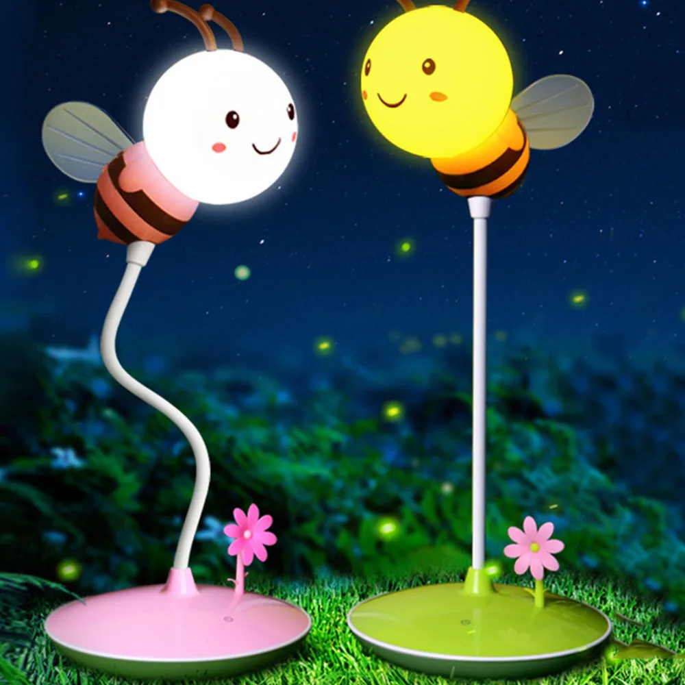 Hinnixy Bumble Bee ночной Светильник USB перезаряжаемая 3D настольная лампа животное розовый зеленый Детский Светильник для спальни подарок на день рождения