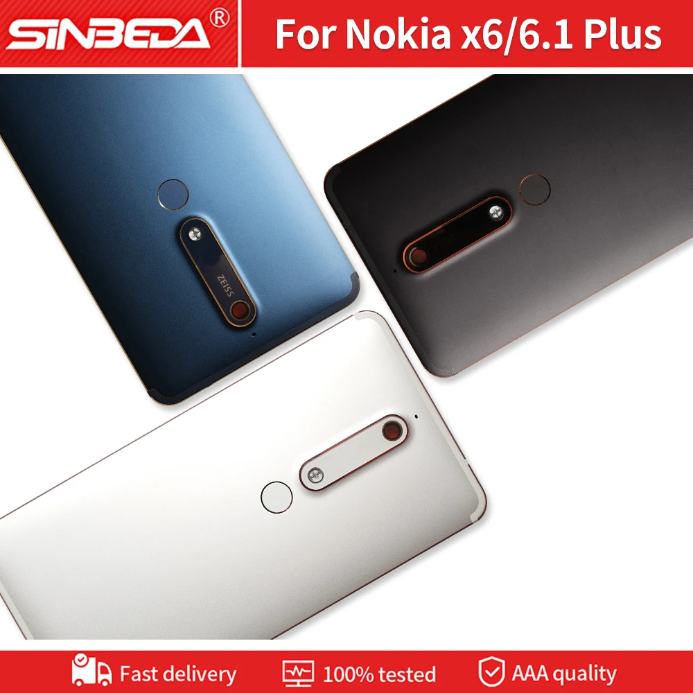 Оригинальный 5,8 дюймовый с камерой объектив для Nokia 6.1 Plus X6 TA-1083 TA-1099 TA-1116 TA-1103 стеклянный задний корпус с аккумуляторной крышкой.