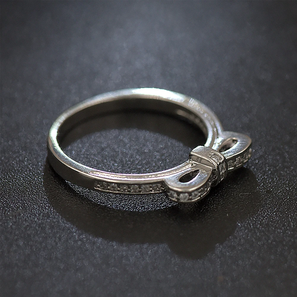 

Sparkling Silver Color Bowknot Bow Knot Bling Zircon Stone Rings for Women Fashion Wedding Engagement Jewelry 2021 New Stackable