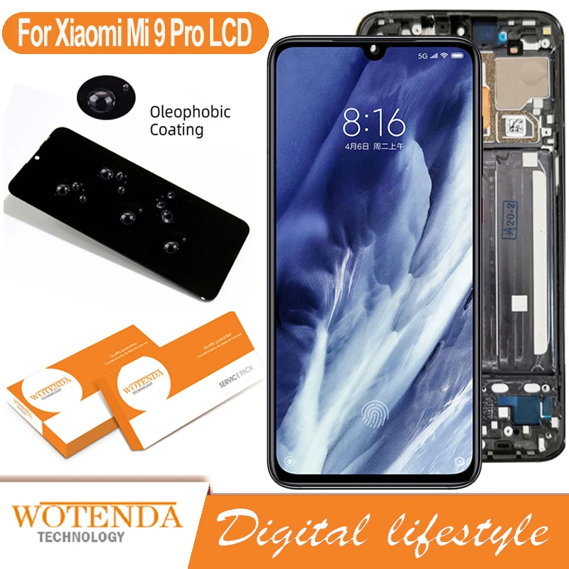 ЖК-дисплей с рамкой для Xiaomi MI 9 Pro 6 39 дюйма Amoled дигитайзер сенсорного экрана MI9