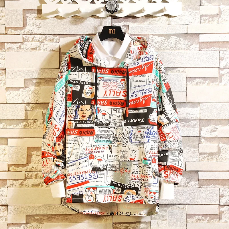 

2020 Men's Hoodies Men 2020 Spring Anime Graffiti Sweatshirt Male Hip Hop Harajuku Japanese Streetwear Hoodie Men