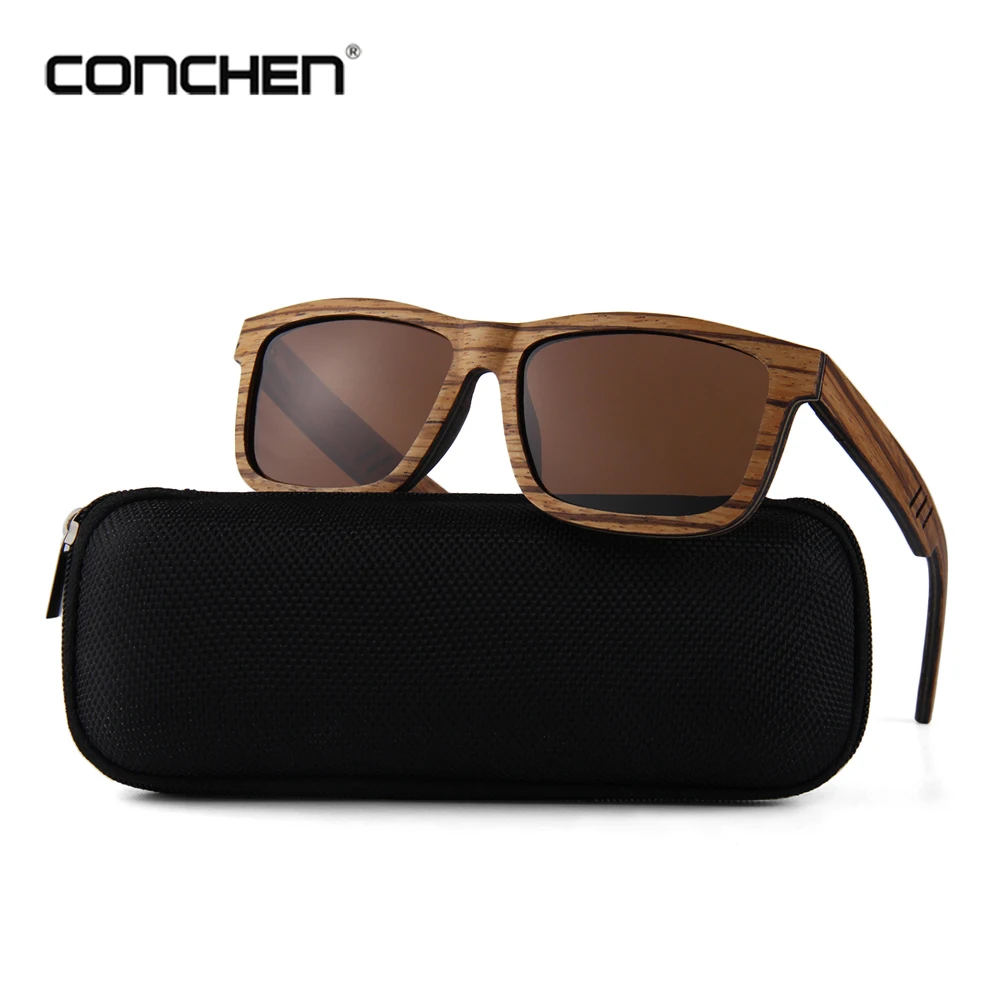 Новые роскошные деревянные солнцезащитные очки CONCHEN поляризованные мужские с