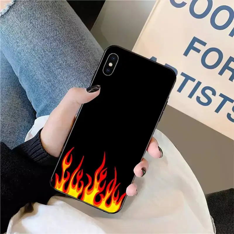 

Cool red flames green flame Phone Case for iPhone 11 12 pro XS MAX 8 7 6 6S Plus X 5S SE 2020 XR mini