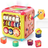 baby musical box 6 in 1 early education activity toys funny hand drum learning cube toy preschool puzzle toys with music
