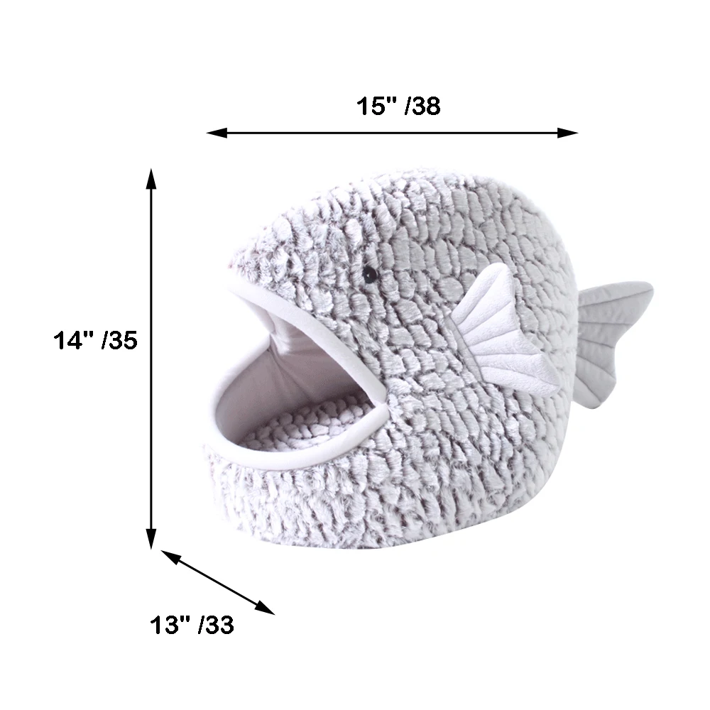 

Fish Shape Cat Bed Nest Warm Kitten Dog Sleeping Beds Kennel Soft Pet Sofa Nests For Small Dogs Cats With Thick Cushion Mat