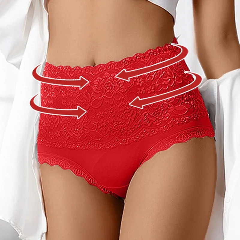 Трусы женские кружевные с высокой талией дышащие утягивающие | Женская одежда