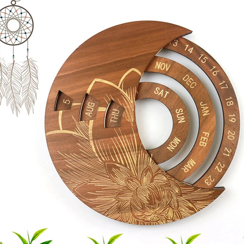 

Wall Calendar, 2021 Perpetual Calendar, Wooden Wall Calendar, Adjustable Calendar Suitable for Home Office School