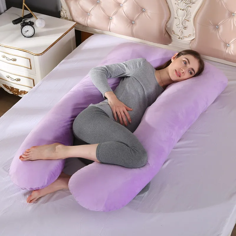 Almohada Lumbar suave para embarazadas, coj&iacute;n de protecci&oacute;n lateral multifunci&oacute;n, tipo U, Gravida, 140x80cm, env&iacute;o directo-2