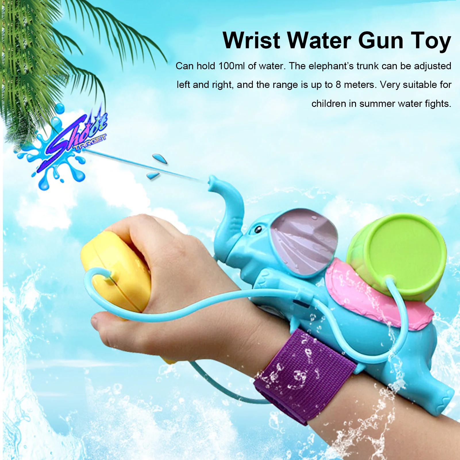 

Creative Wrist Water Gun Toys Mini Hand-held Water Gun Summer Water Spraying Elephant Toys Outdoor Children's Play Water Toys