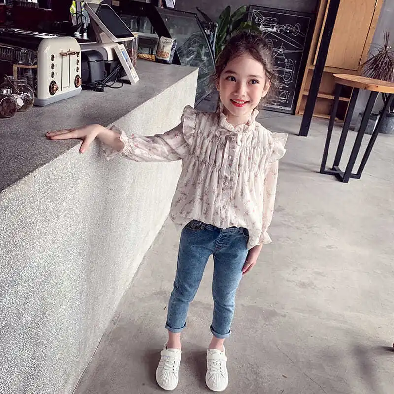 2020 New Spring Baby Girls Korean Style Shirts Child Floral Print Casual Blouses Kids Cute Long Sleeve Tops Children Clothes T04 | Детская