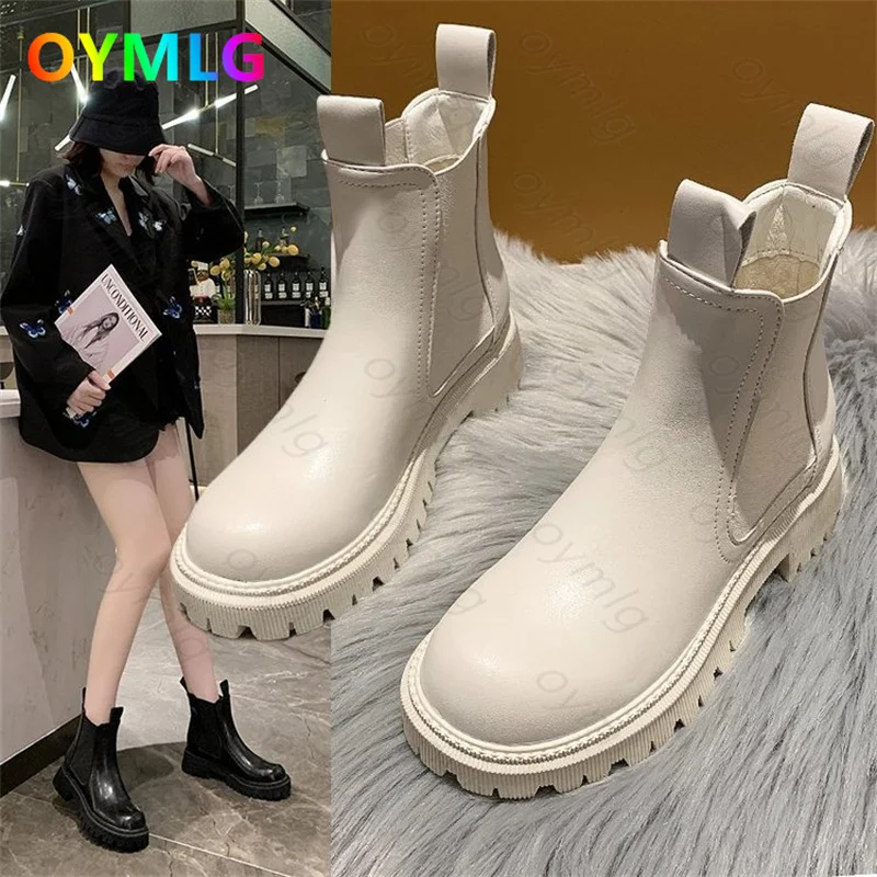Martin boots female British style 2020 new autumn and winter single tide ins thick-soled mid-tube Chelsea short | Обувь