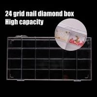 24grids fake nail art tips case acrylic plastic cells false box storage case natural translucent nail tool
