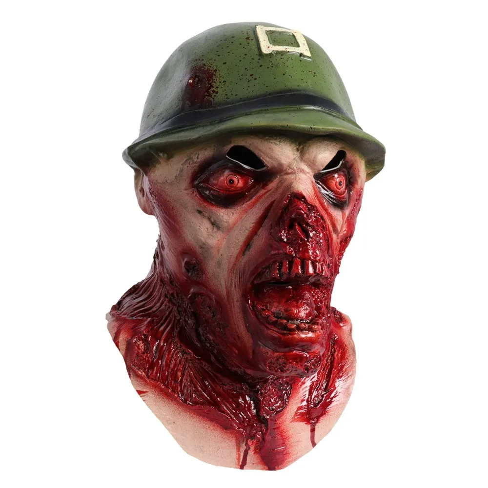 Реалистичная маска зомби на Хэллоуин зомби-солдата латексная для головы