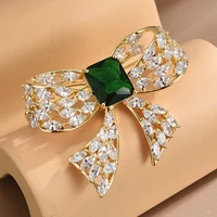 new micro inlaid zircon bowknot womens brooch pin luxury female fashion jacket winter corsage dress pins christmas accessories