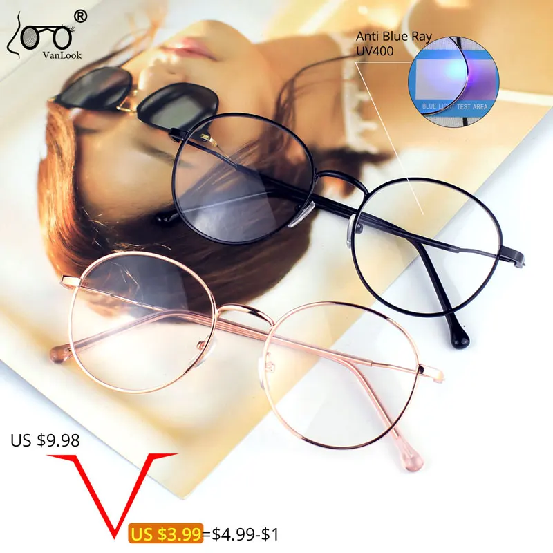 Women Blue Light Blocking Computer Glasses Screen Protection Fashion Young Girls Round Spectacles Frames For Men Anti UV400