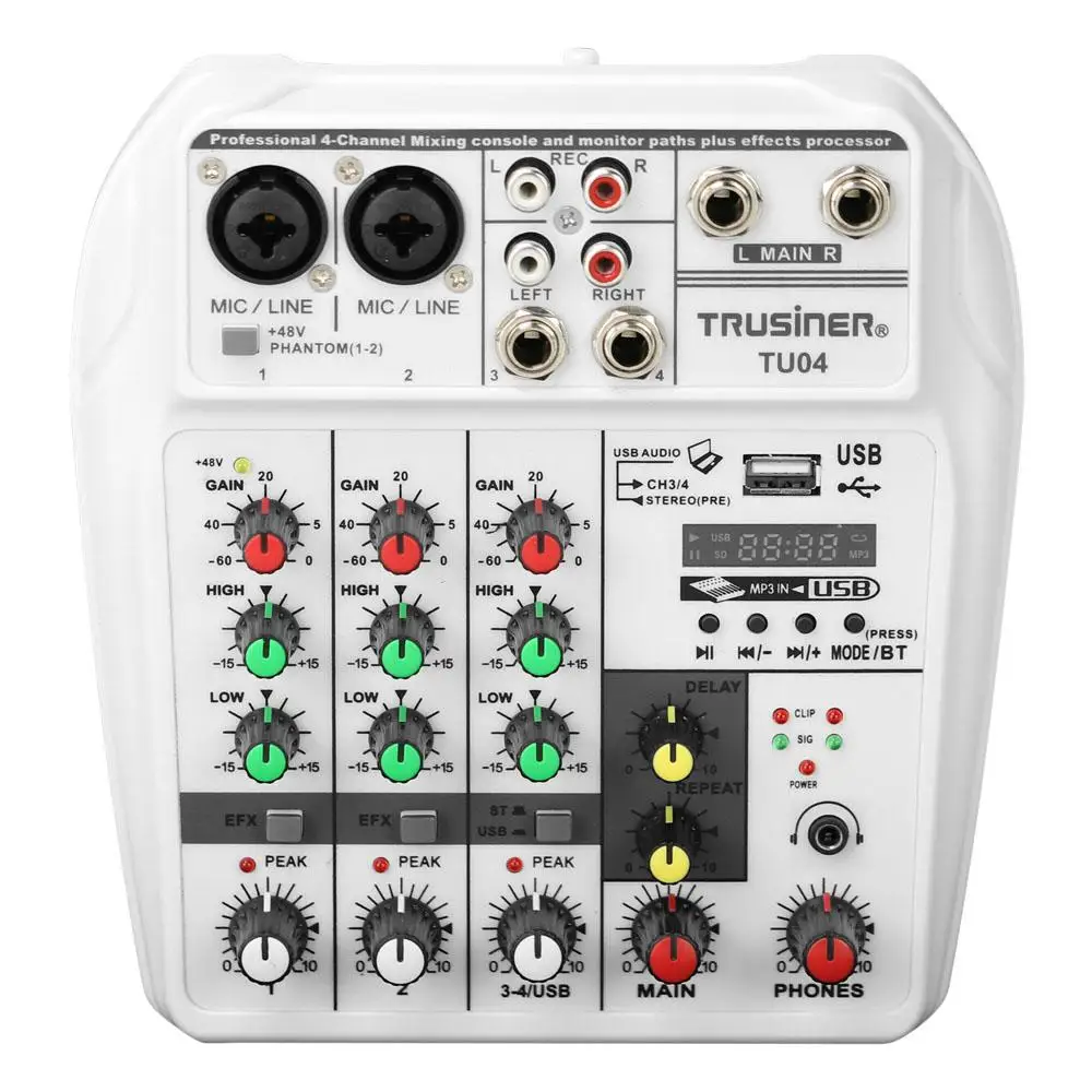 

Sound Mixing Console With Bluetooth Record 4 Channels Audio Mixer For Stage Performance Family K Songs