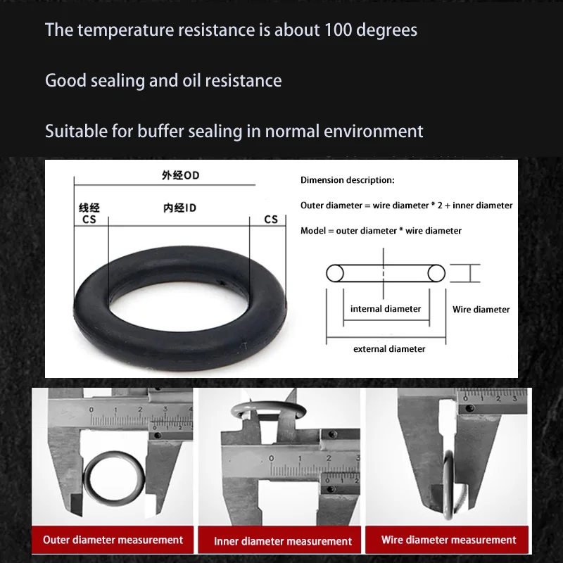 100-1 шт. черное уплотнительное кольцо прокладка CS 2 мм OD 5 ~ 230 NBR автомобильный