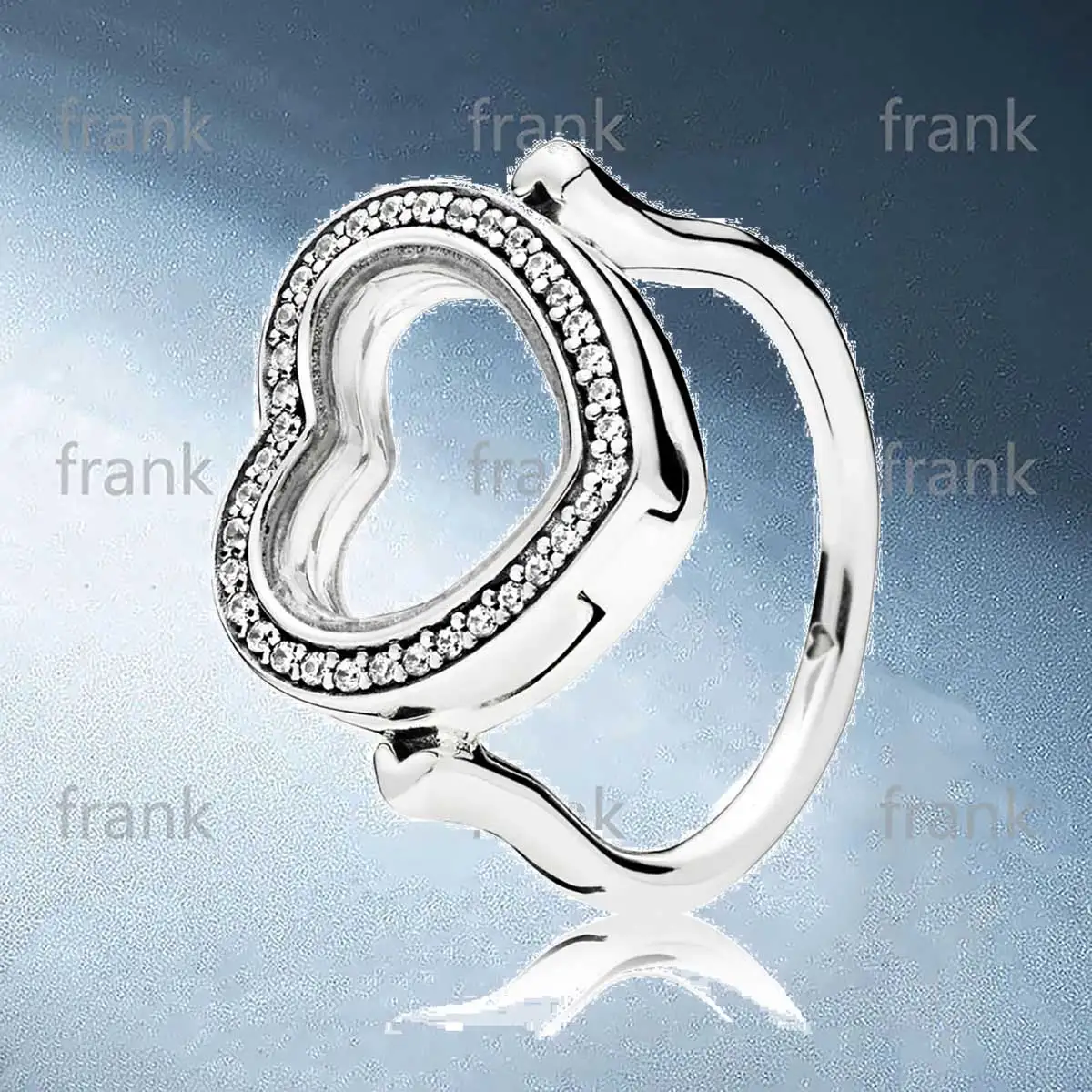 

197252CZ SPARKLING FLOATING HEART LOCKET RING