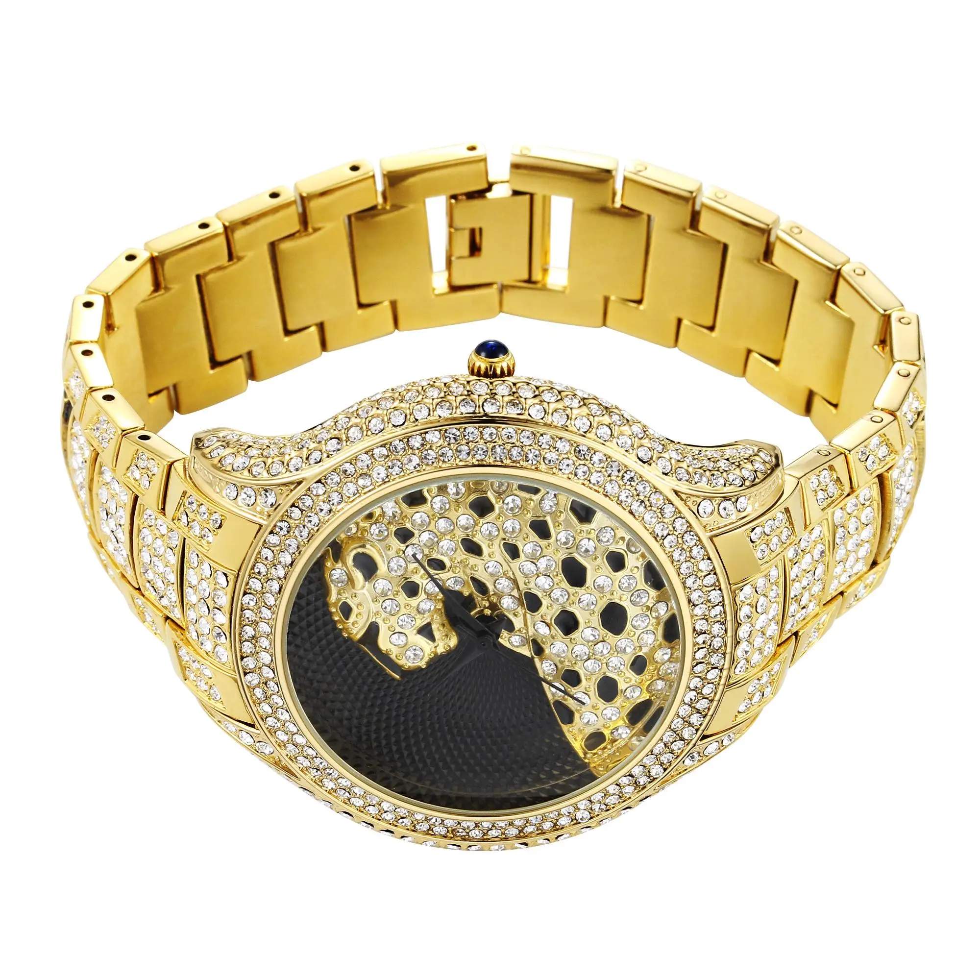 

Hot Leopard Watch Fashion Female Golden Clock Charms Full Diamond Brand Gold Watch Women Wrist Business Quartz Watches