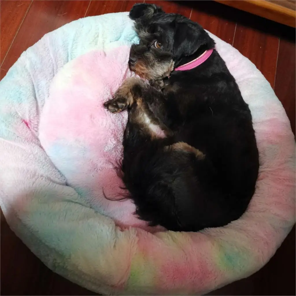 Круглый длинный плюшевый коврик Конура для кровати собаки кошки супер мягкий