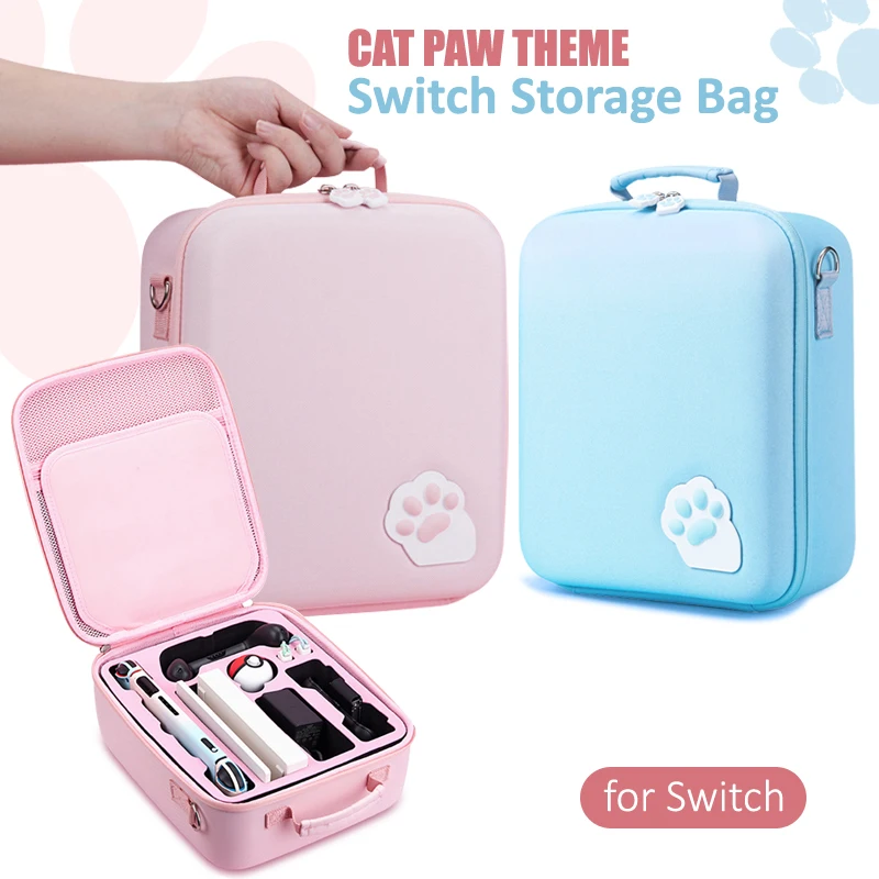 New Cat Paw Storage Bag for Nintendo Switch OLED Protective Carrying Case Portable Nintend Switch Game Accessories