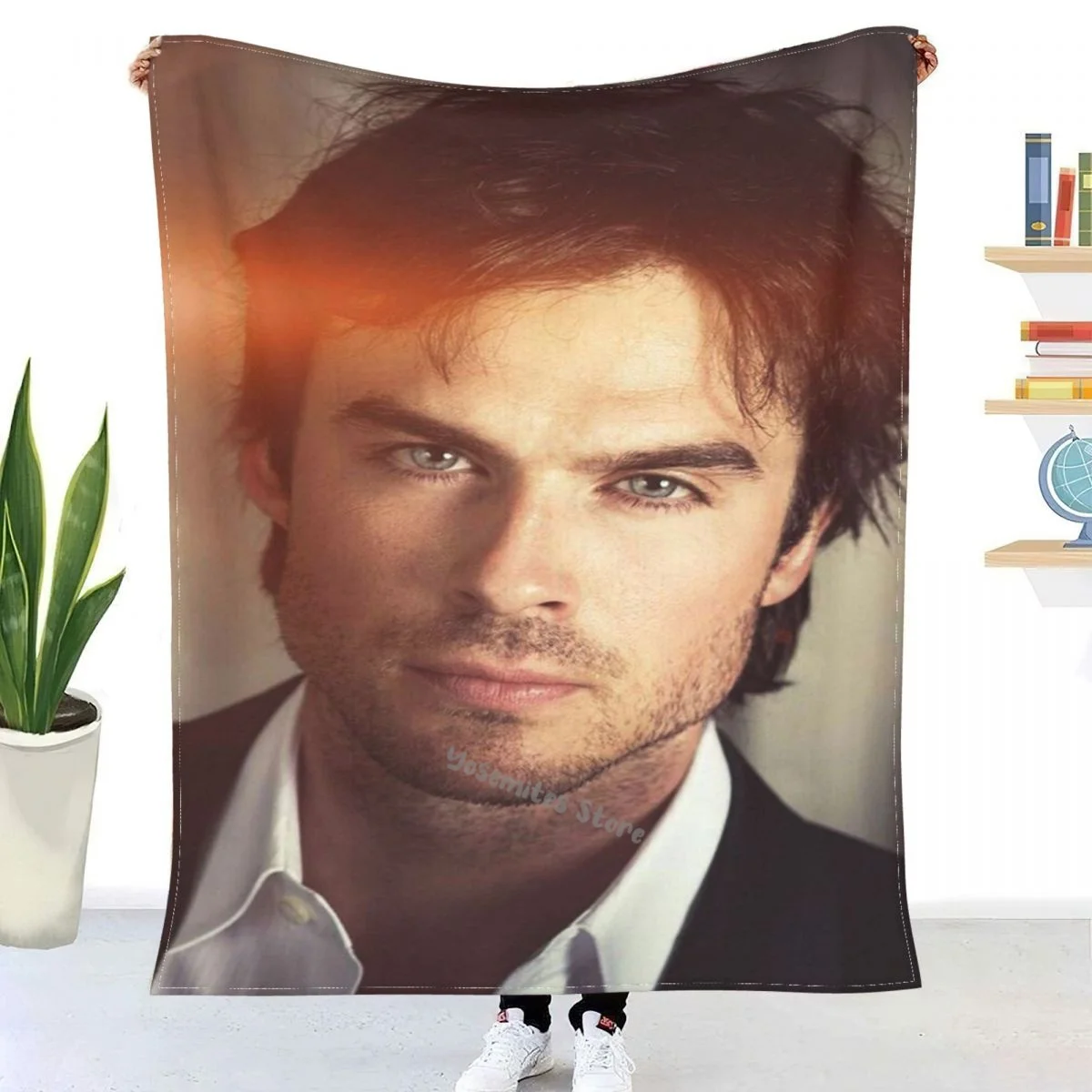 

Damon Salvatore Throw Blanket Sherpa Blanket Bedding soft Blanket