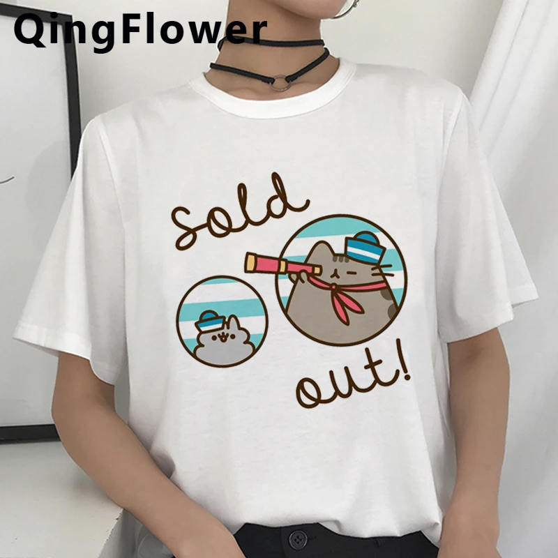 Pusheen Кошка Kawaii Funmy футболки с рисунками из мультфильмов футболка для женщин I Am Busy