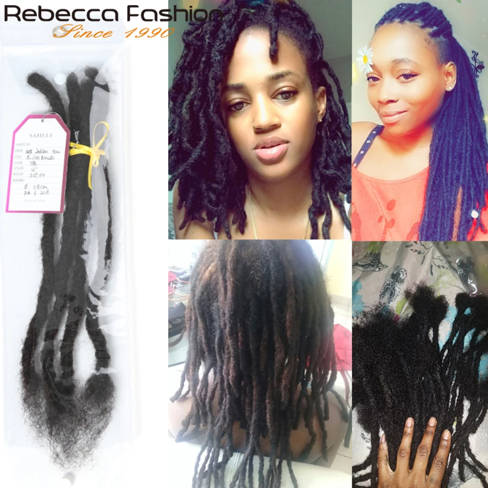 Rebecca Goddess Faux Locs Crochet Hair Soft End Natural Human Remy Hair Braids Brown Extension Afro Kinky Hair Locs  12-20 inch
