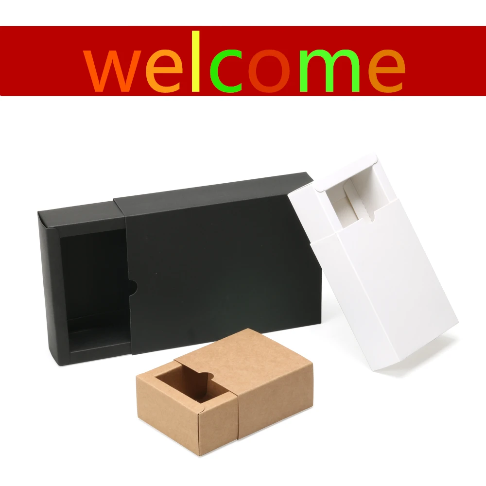 10 шт./лот коричневый черный белый крафт картонная упаковочная коробка Подарочная