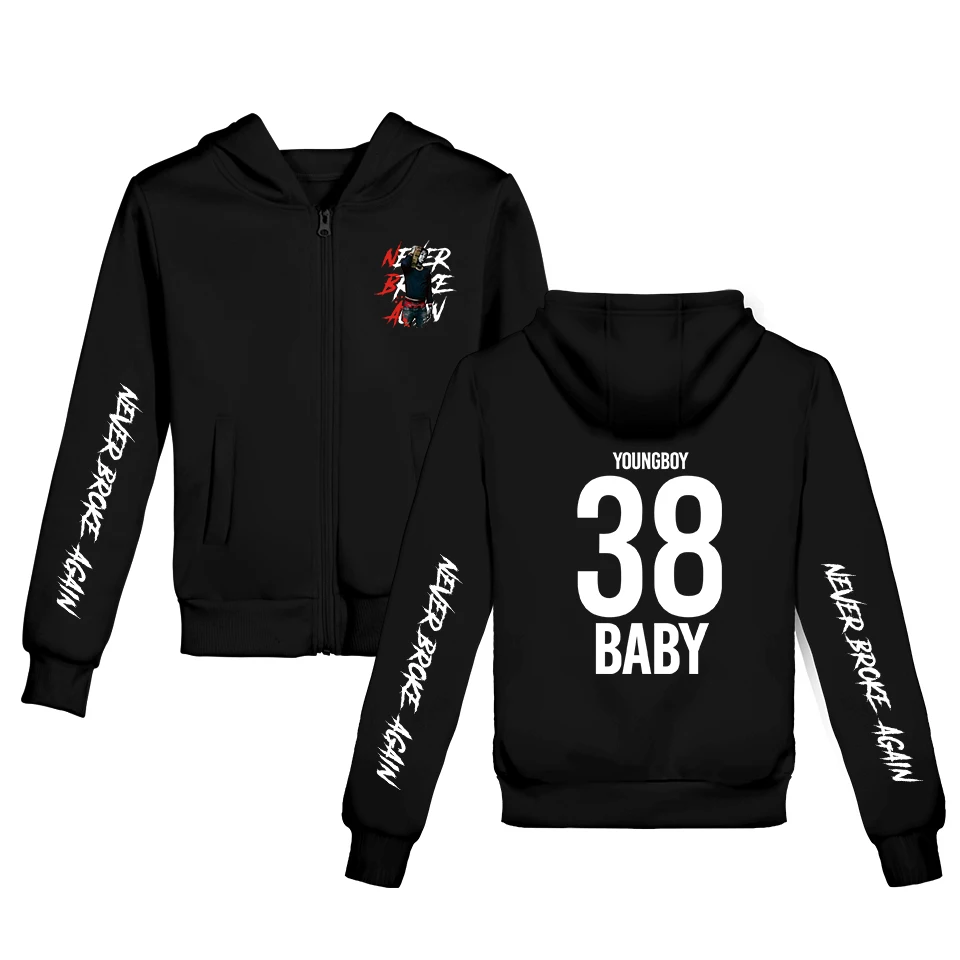 

Fashion Cool YoungBoy Never Broke Again Zipper Hoodies Sweatshirt New Arrival Zipper jacket Children Older Children