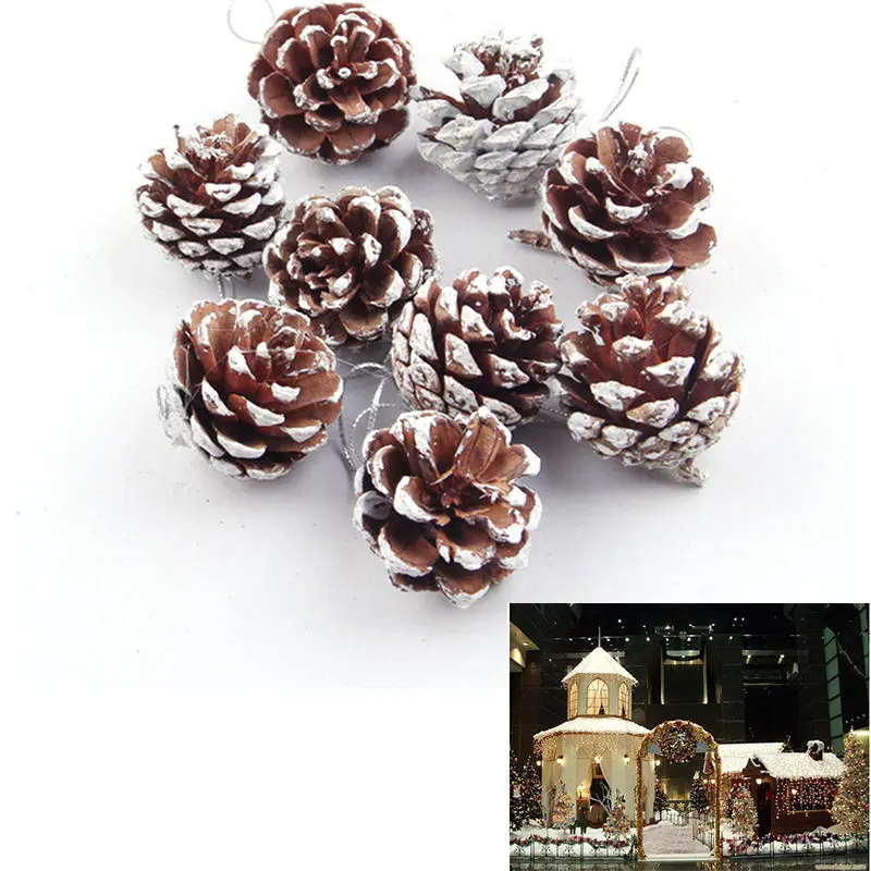 9 шт. Рождественская елка Висячие шары сосновые шишки Pinecone Рождество Новый Год