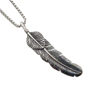 indian style antique silver stainless steel eagle feather pendant necklace mens cool tribes bird feather necklace jewelry gift