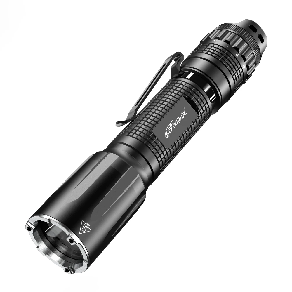 

Foxhawk Rechargeable LED Tactical Flashlight with 1500 Lumens Bright, IP68 Water-Resistant, 5 Modes, 18650 Battery Included