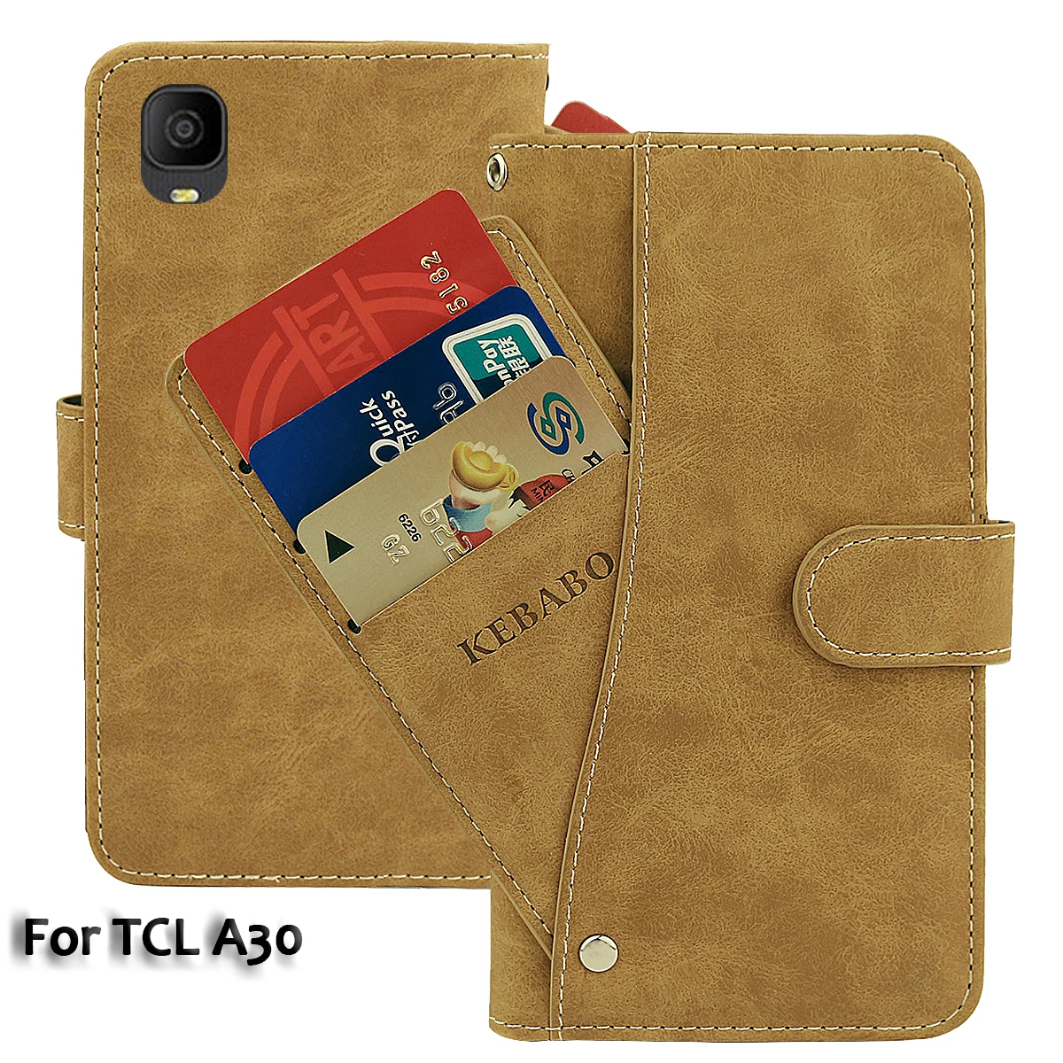

Vintage Leather Wallet TCL A30 Case 5.5" Flip Luxury Card Slots Cover Magnet Phone Protective Cases Bags