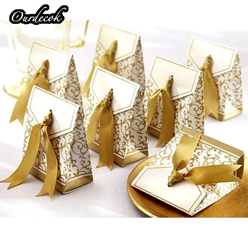 100 шт. роскошные золотые или серебряные коробки для свадебных сувениров золотая