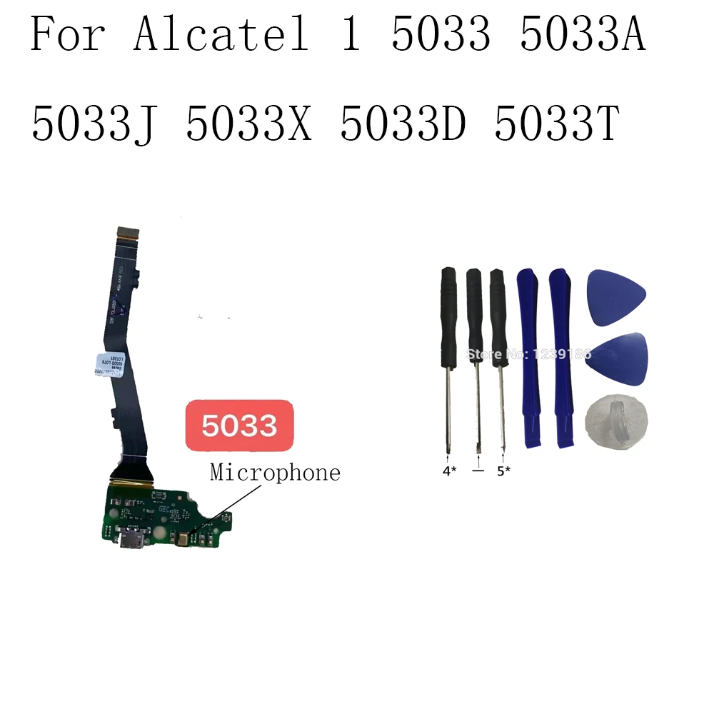 

Зарядная плата с USB-портом для Alcatel 1 5033D, зарядная док-станция с USB-портом, гибкий кабель с микрофоном, запасные части + инструмент