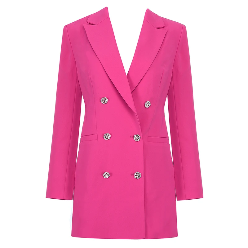 

INDRESSME 2019 Autumn New Collection Blazer Dress Women Notched Neck Long Sleeve Floral Double Breasted Rose Red Jacket