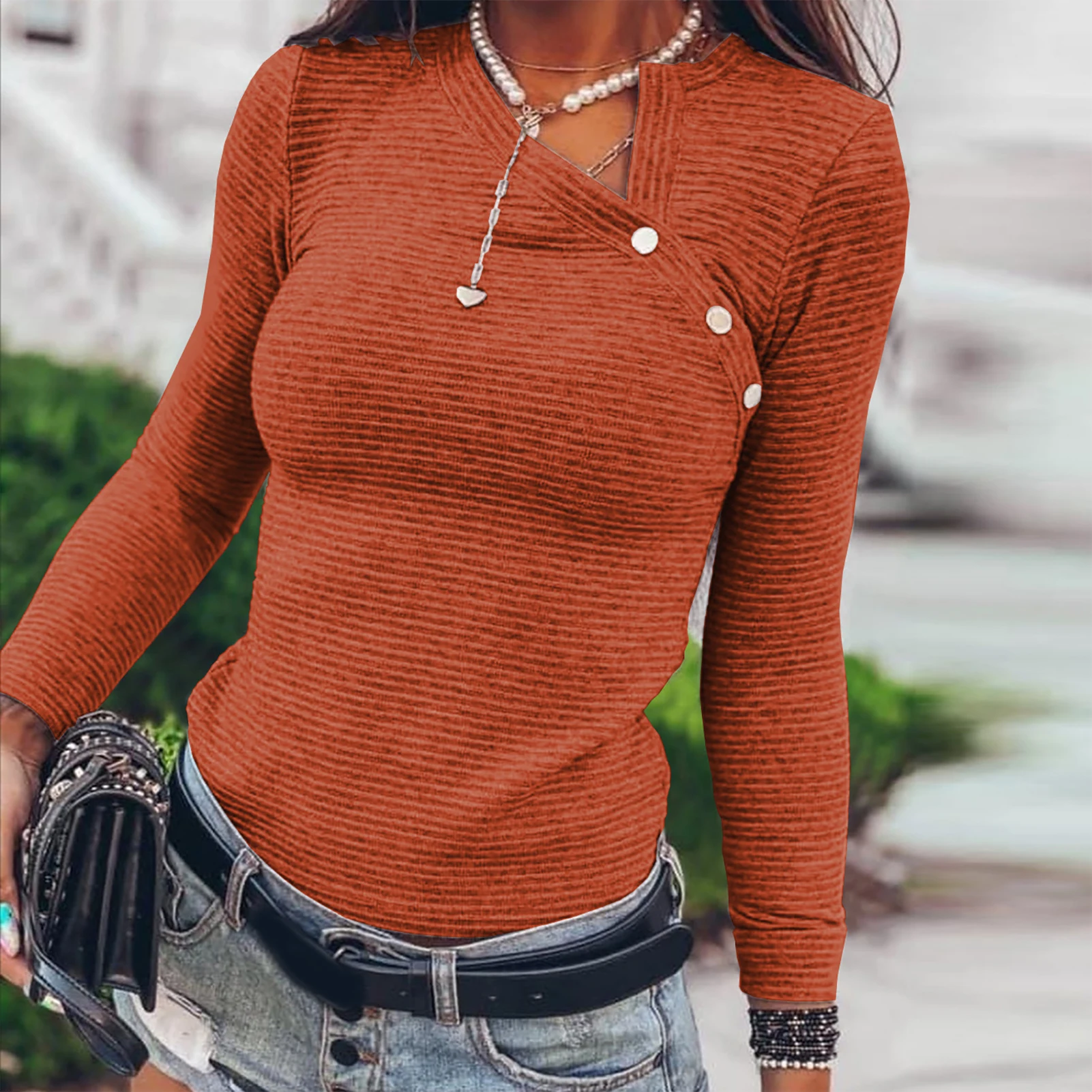 Новая футболка на осень и зиму женский модный пуловер в полоску с воротником