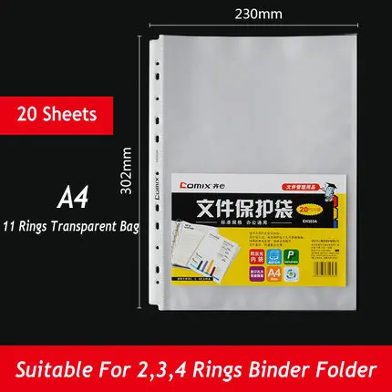 20 Sheets Bag Большой емкости A4 бумажный Органайзер 2 кольца папка водонепроницаемый чехол для документов - Цвет: 20 Sheets Bag