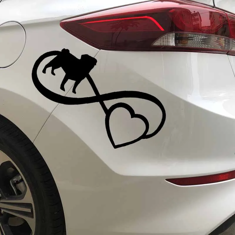 Автомобильная наклейка милая мопса любовь бесконечное сердце собака ПВХ для
