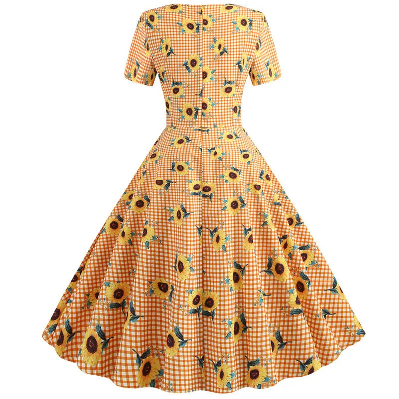 Новое летнее платье в полоску с цветочным принтом винтажное миди женское