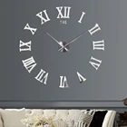 DIY 3D большие настенные часы бесшумные акриловые зеркальные самоклеящиеся декоративные настенные часы Наклейка современный дизайн римские цифры