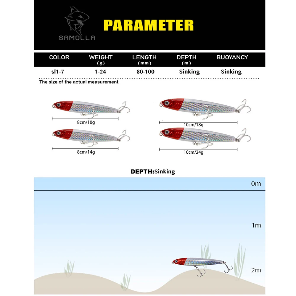 Рыболовная приманка-карандаш искусственная 3d-приманка рыбий глаз 10/14/18/24 г 75 мм 95
