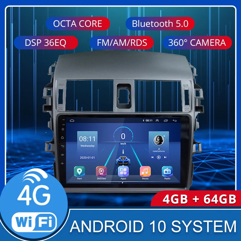 Android 10 0 Автомобильный мультимедийный плеер для Toyota VIOS 2014 2015 2016 GPS навигация 2 Din