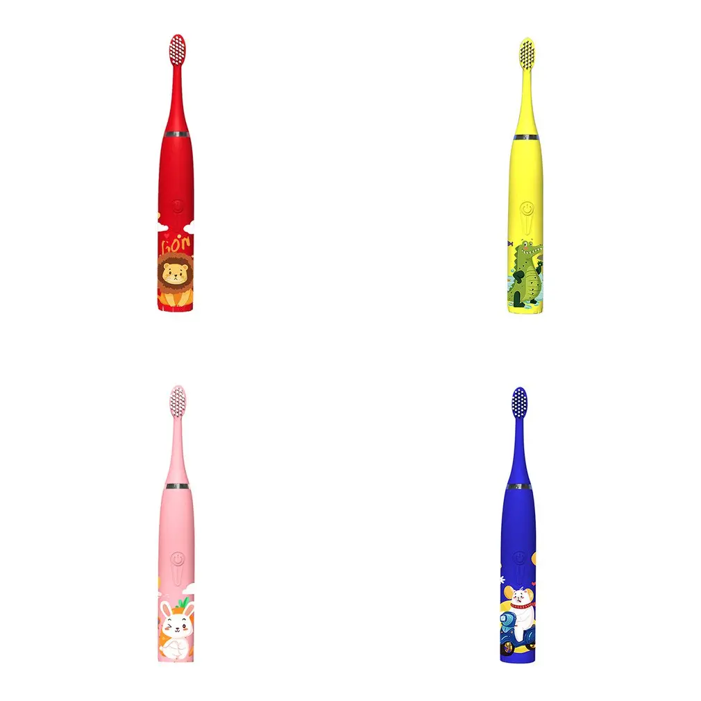 

Cartoon Pattern Children Sonic Electric Toothbrush Waterproof Kids Tooth Brush Smart Timer With 6 Replacement Brush Heads