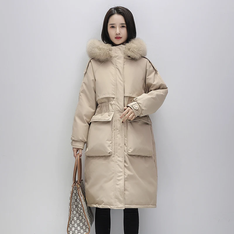 Real Natural Fox Fur Collar Women 2022 New Winter White Duck Down Coat Female Solid Puffer Jacket Oversize Hooded Thicken Parkas